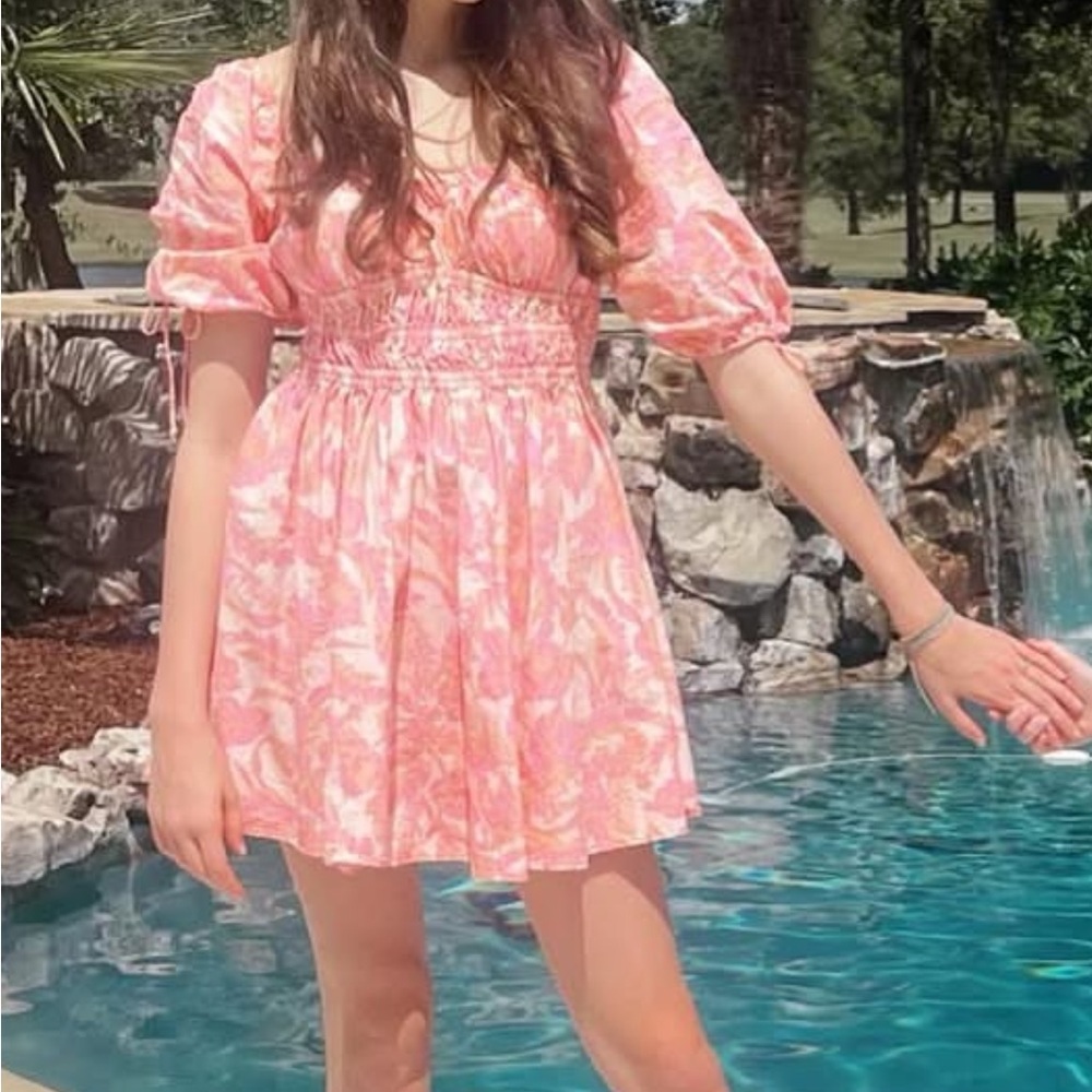 Pink Floral Teen Dress - Picture 2 of 5